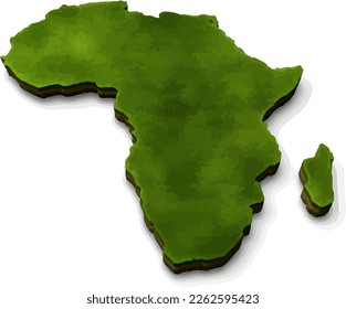 Realistic green land of Africa map with 3D style.