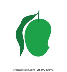 Realistische grüne Mango-Vektorgrafik einzeln auf weißem Hintergrund. Perfekt für tropische Lebensmitteldesigns, Verpackungen und Lehrmaterialien. Grüne Mango-Vektorgrafik einzeln.