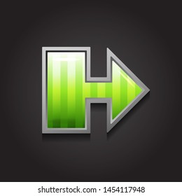 Realistic green modern arrow button.  Vector icon for web site and ui. 