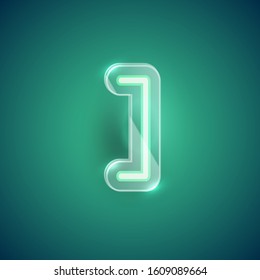 Realistic green neon bracket with plastic case, vector illustration