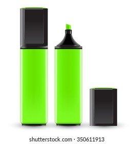 Realistic Green Neon Markers : Vector Illustration