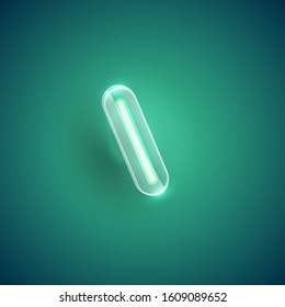 Realistic green neon slash with plastic case, vector illustration