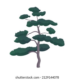 Realistic green oak isolated on white background - Vector illustration