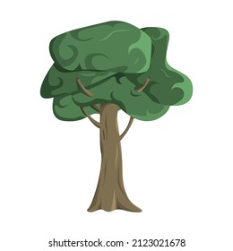 Realistic green oak tree isolated on white background - Vector illustration