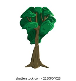 Árbol de roble verde realista aislado en fondo blanco - Ilustración vectorial