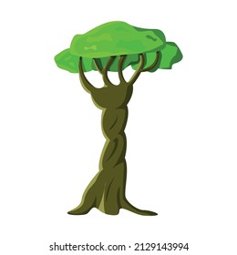 Árbol alto y verde realista aislado en fondo blanco - Ilustración vectorial