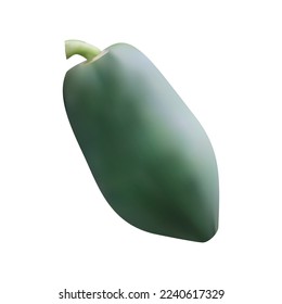 Papaya verde realista. Completo editable, aislado en blanco.