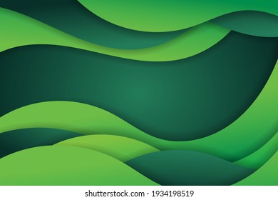 Realistic green paper cut layer background for decoration and covering. concept of geometric abstract . - Vector.