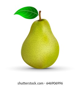 realistic green pear isolated on white background. Vector illustration