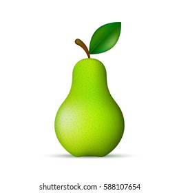 Realistic green pear vector isolated glossy illustration.