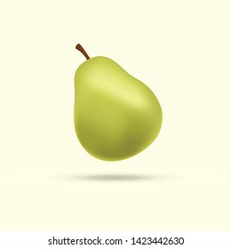 Realistic green pear. Pear  vector web icon isolated on white background, EPS 10, top view
