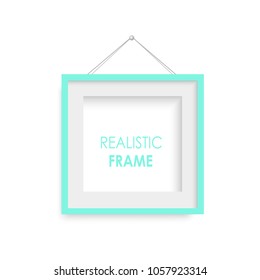 Realistic green photo frame. Vector