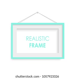 Realistic green photo frame. Vector