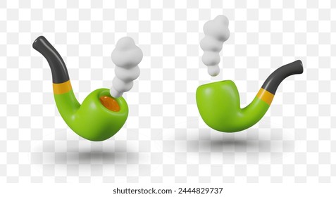 Realistic green pipe with smoke. Decorative element for celebration of St. Patrick Day