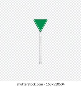 Realistic green road sign with transparent background, vector illustration