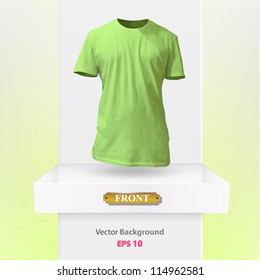 Realistic green shirt on a shelf. Vector illustration.