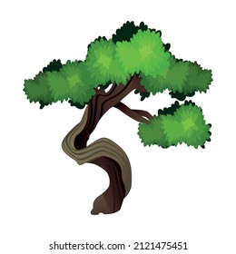 Árbol de expansión verde realista aislado en fondo blanco - Ilustración vectorial