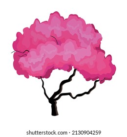 Árbol de expansión verde realista aislado en fondo blanco - Ilustración vectorial