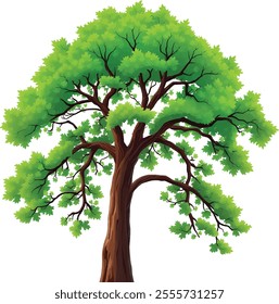 Realistic Green Tree Illustration, Perfect for Nature-Themed Designs