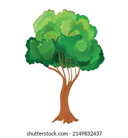 Realistic green tree. Isolated icon on white background. Spring tree for your design. Vector symbol sign. Plants, landscape design. Eco idea concept.