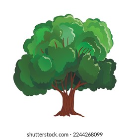 Realistic green tree. Isolated icon on white background. Spring tree for your design. Vector symbol sign. Plants, landscape design. Eco idea concept.