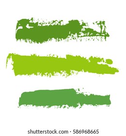 realistic green vector brush strokes of paint on white background 