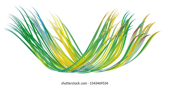 Realistic green vector isolated grass lines on white background. Abstract image for web or print design.