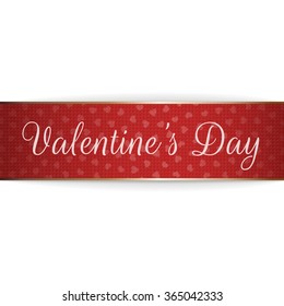 Realistic greeting Ribbon with Valentines Day Text