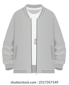 Chaqueta de béisbol gris realista y camiseta, Vector