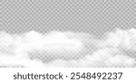 Realistic grey border of fog, smog transparent special effect. White steam cloud, mist on transparent background.Vector illustration