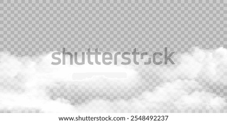 Realistic grey border of fog, smog transparent special effect. White steam cloud, mist on transparent background.Vector illustration