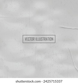 Realistic grey empty poster mock up with texture effect, wrinkled paper, blank notepad vector illustration