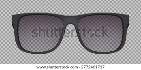 Realistic grey modern style Glasses mockup isolated on transparent background. Sunglasses, frame, lens, vintage eyeglasses in front view. Vector illustration