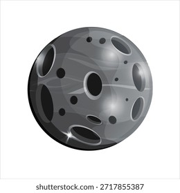 Realistic Grey Moon or Generic Planet with Craters, Space, Astronomy, and Celestial Body Icon Flat Vector Illustration
