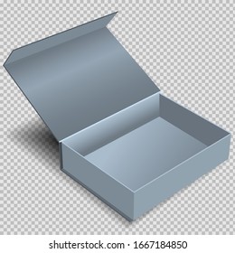 Realistic Grey Package Cardboard Box set. For Software, electronic device and other products. Vector illustration.