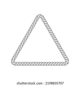 Realistic Grey Rope Triangle On A White Background. Triangular Lasso Frame Vector Illustration.