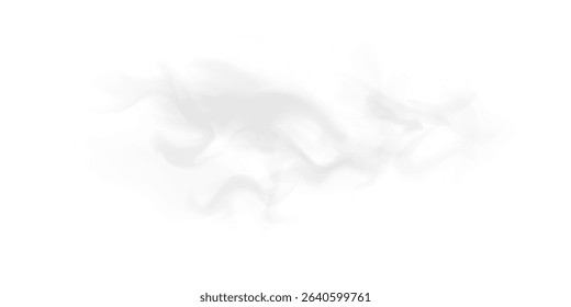 Realistic Grey Smoke Swirl Effect with Soft Transparency for Steam, Mist or Magical Atmosphere Design