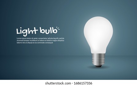 Realistic growing Light bulb on blue background