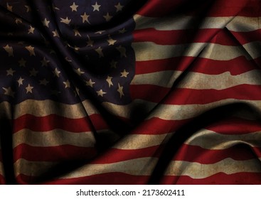 Realistic grunge style american flag background 