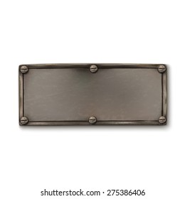 Realistic, grunge, vintage, old, metal banner. Isolated on white background