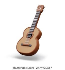 Realistic guitar on white background. Stringed musical instrument