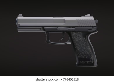realistic gun on black