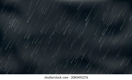 Realistic hailstorm vector overlay isolated, illustration of cloudburst with hail and wind an extreme weather template or background, frozen rain, sleet, falling hailstone or other solid precipitation