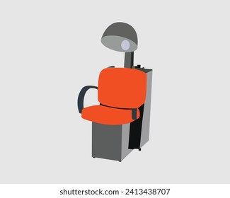 Realistic hairdryer chair for hairdresser salon, barbershop or home usage. Electric barber tool for drying hair and hairdo isolated on light grey background vector illustration.