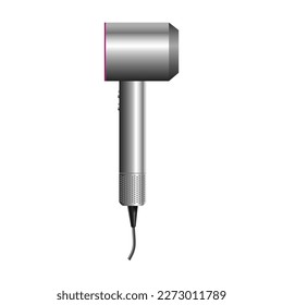 Realistic hairdryer for hairdresser salon, barbershop or home usage.3d vector illustration. Dyson hairdryer.