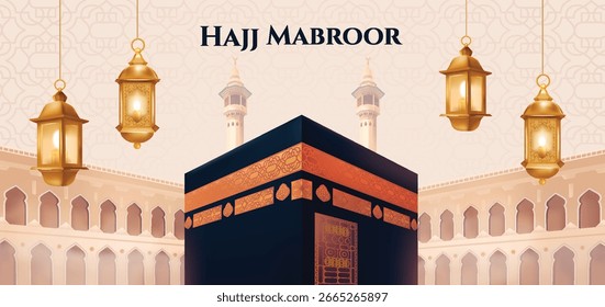 Realistic Hajj Background with Kaaba