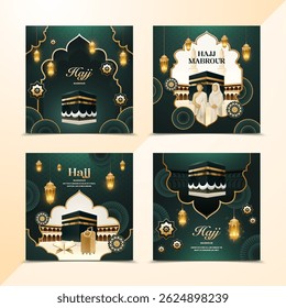 Realistic Hajj Tour and Travel Cards Square Set