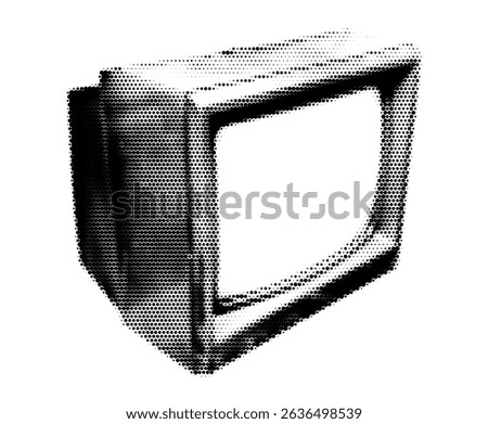 Realistic Halftone Effect Illustration of a Retro TV in Vintage Monochrome Style