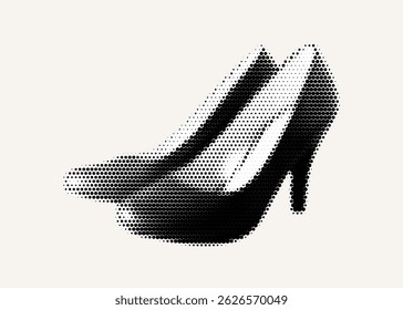 Realistic Halftone Effect Illustration of a Woman's Shoe