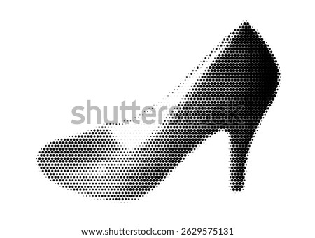 Realistic Halftone Effect Illustration of a Woman's Shoe in Vintage Retro Style